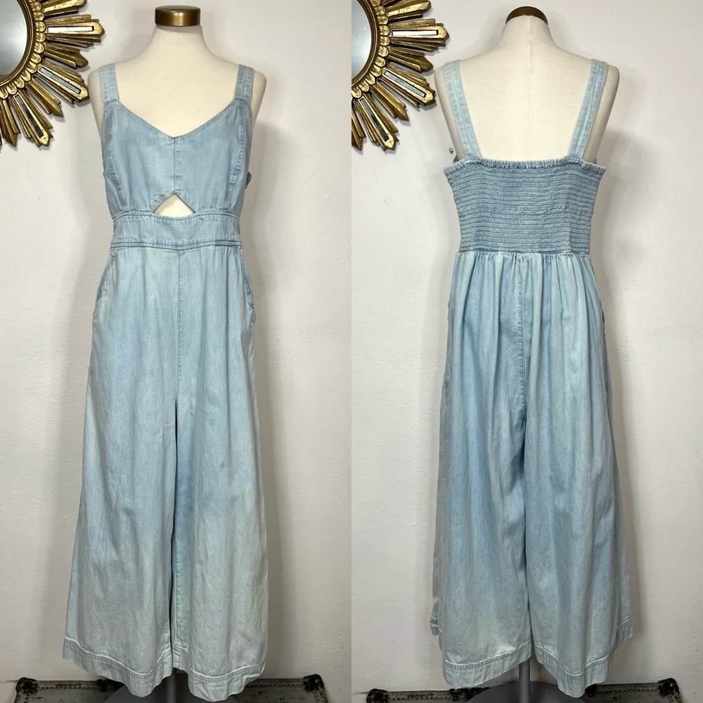 Aerie Twill Cutout Wide Leg Jumpsuit